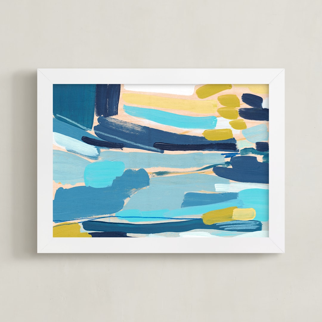 "Flatlands" - Art Print in Process Blue by Katie Craig - Framed