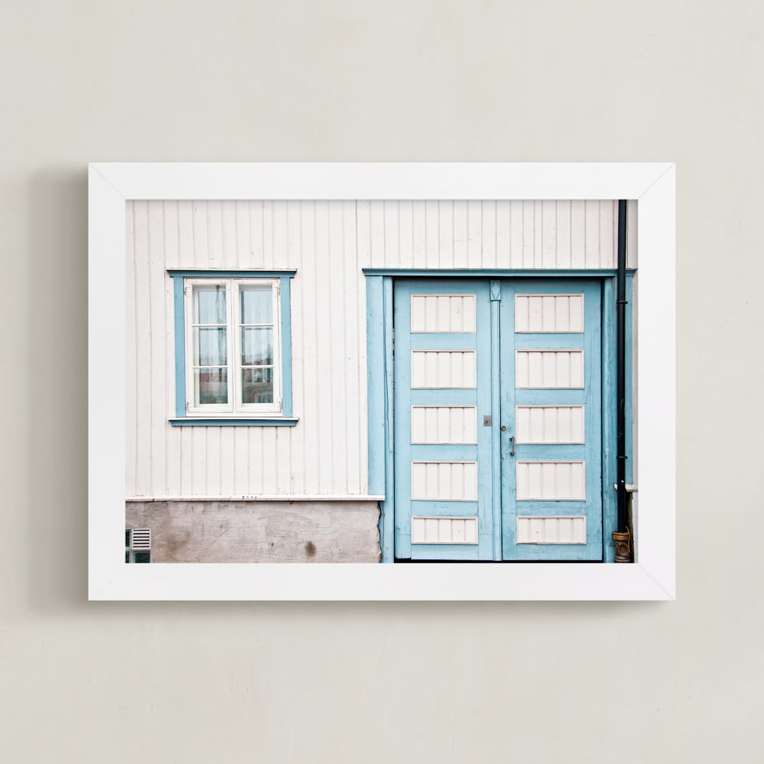 "Modesty" - Art Print in Blueish White by Alexandra Feo - Framed