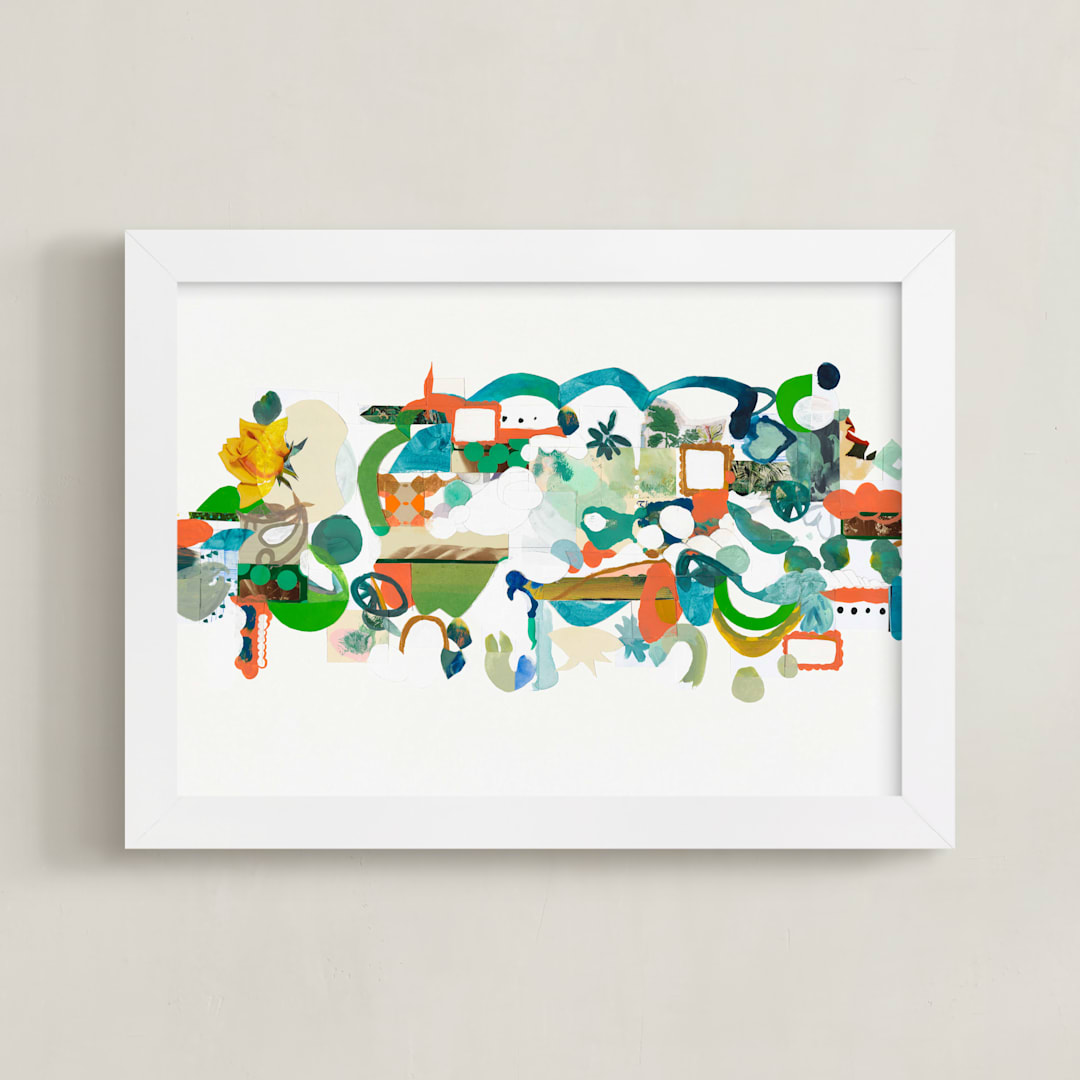 "Green Hills" - Art Print in Verdant Green by Erin McCluskey Wheeler - Framed