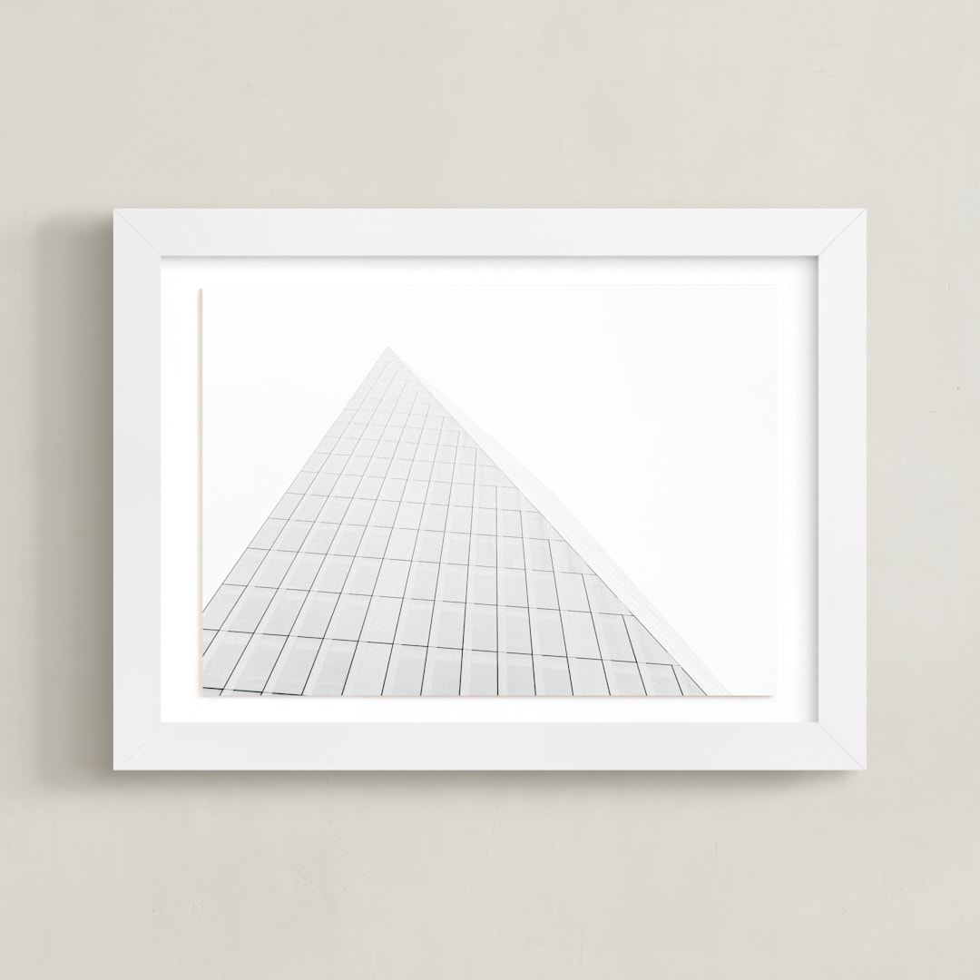 "Pyramid Building" - Art Print in Grey by Anna Western - Framed