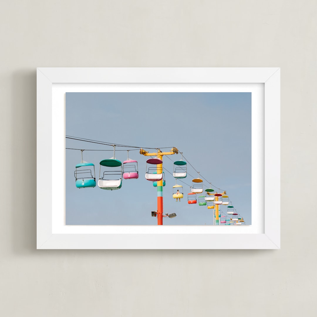 "Boardwalk Brights" - Art Print in Sky Blue by Janel Galvez - Framed