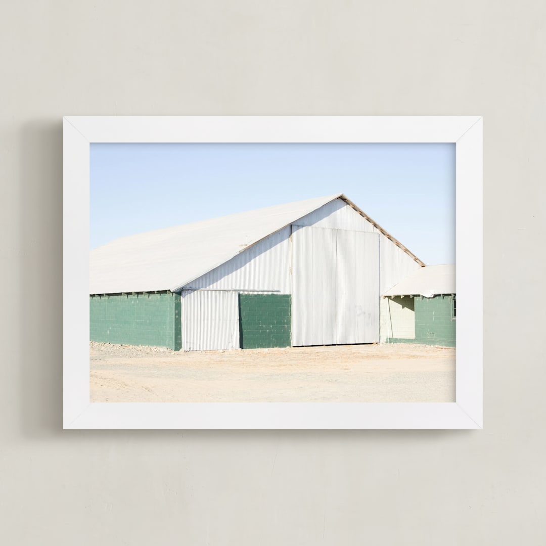 "Green Barn" - Art Print in Barn Green by Alex Elko Design - Framed