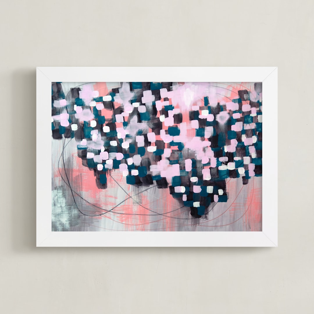 "Mapped" - Art Print in Teal by Denise Wong - Framed