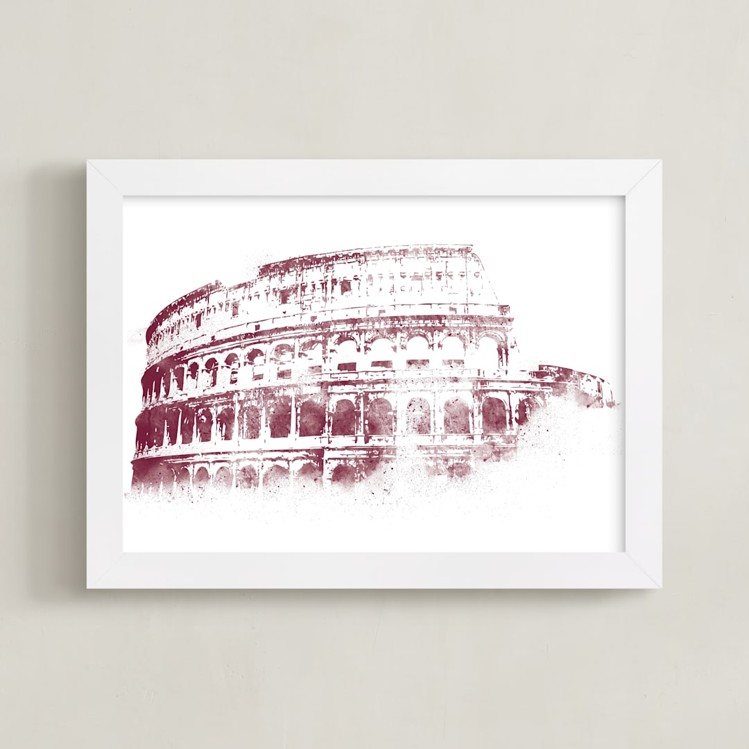"Colosseum" - Art Print in Merlot by Paul Berthelot - Framed