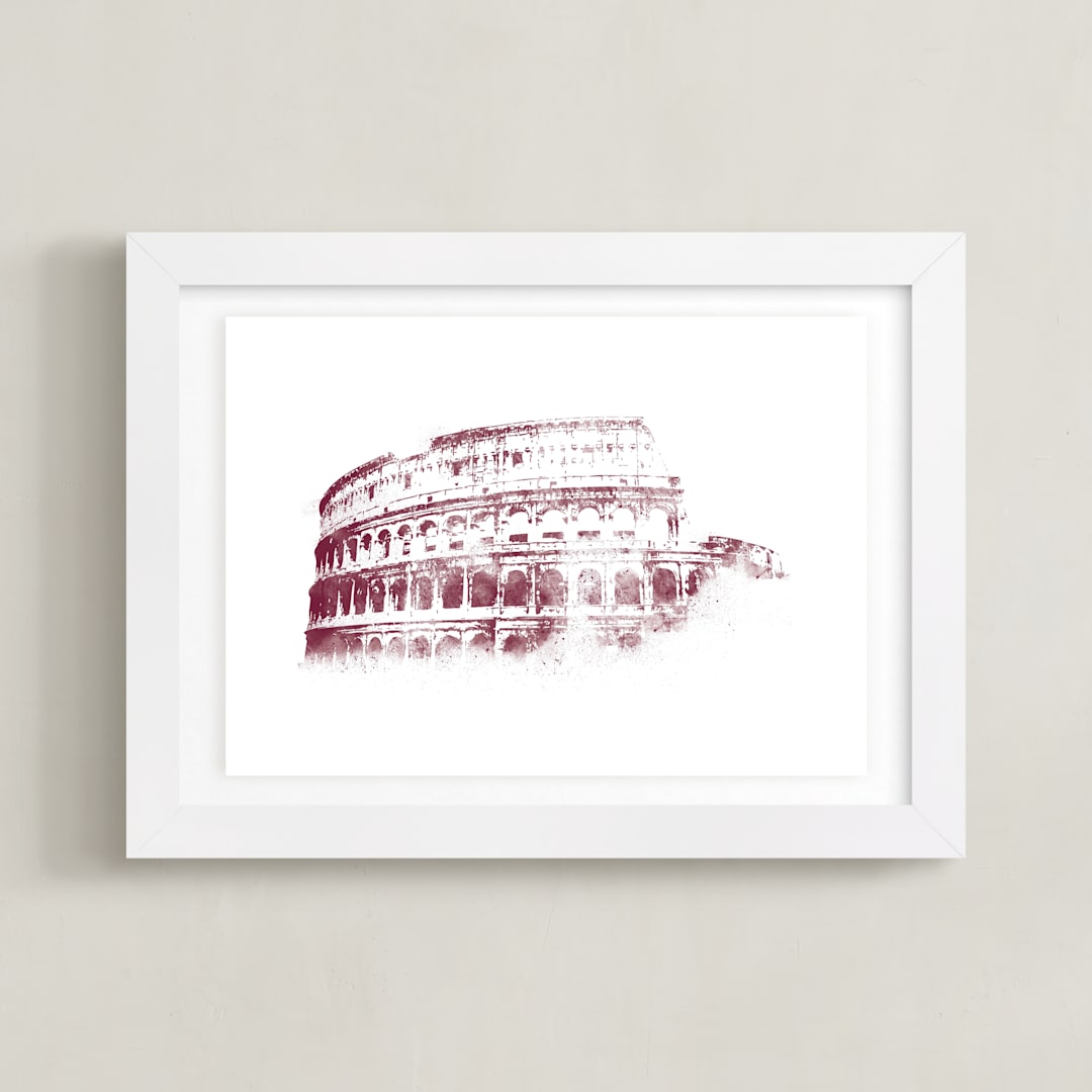 "Colosseum" - Art Print in Merlot by Paul Berthelot - Framed