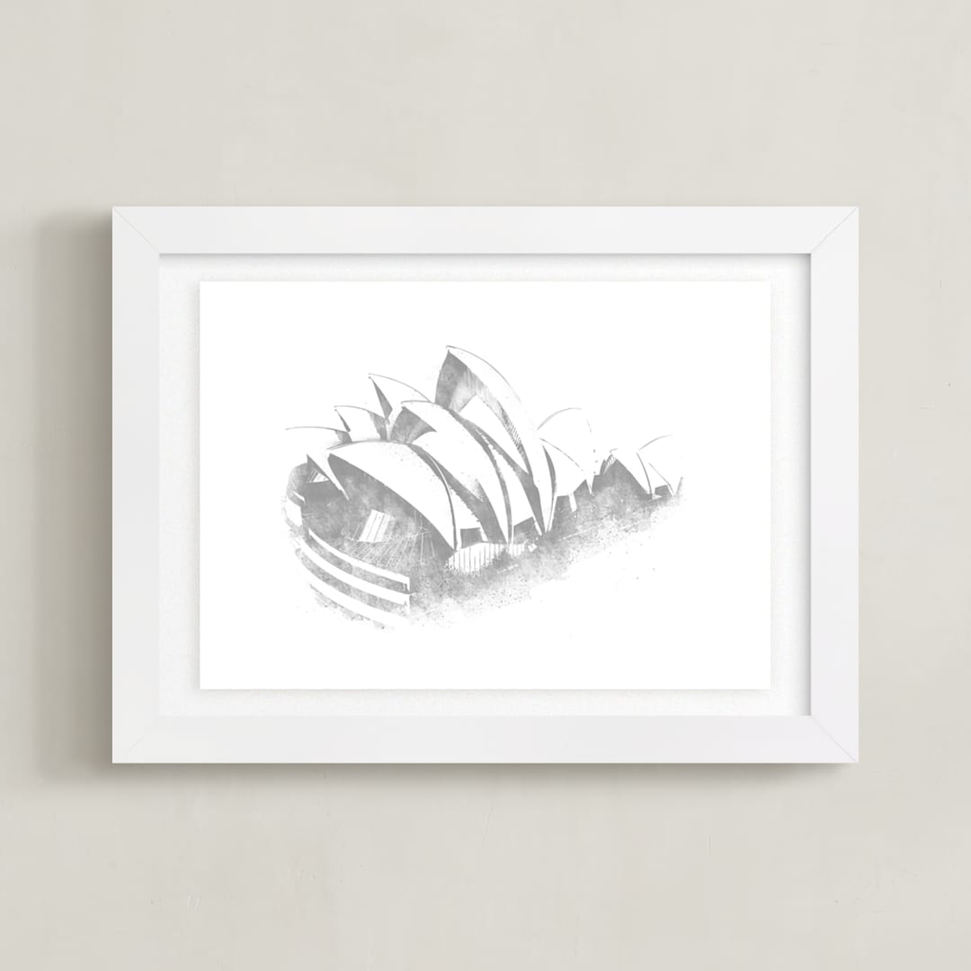 "Sydney Opera House" - Art Print in Slate by Paul Berthelot - Framed