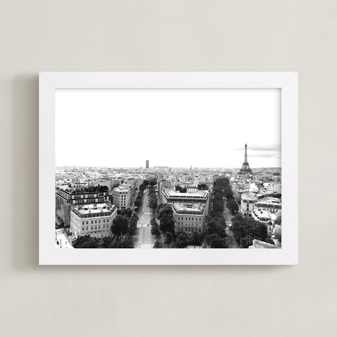 "The Streets of Paris" - Art Print in Black and White by Kelsey McNatt - Framed