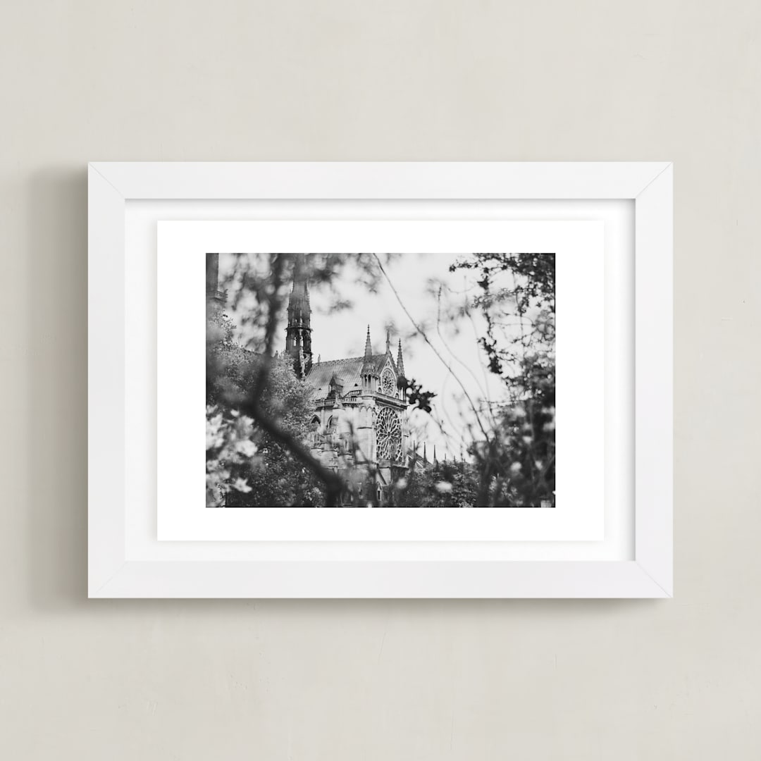 "Looking Through to the Notre Dame" - Art Print in Noir by Wildfield Paper Co - Framed