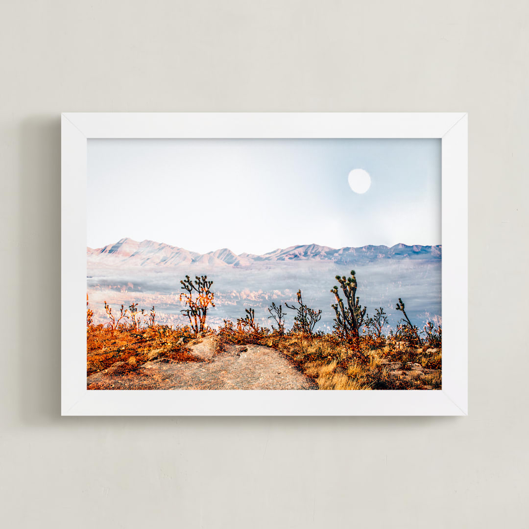 "Desert Super Moon" - Art Print in Mist by Kate Baird - Framed
