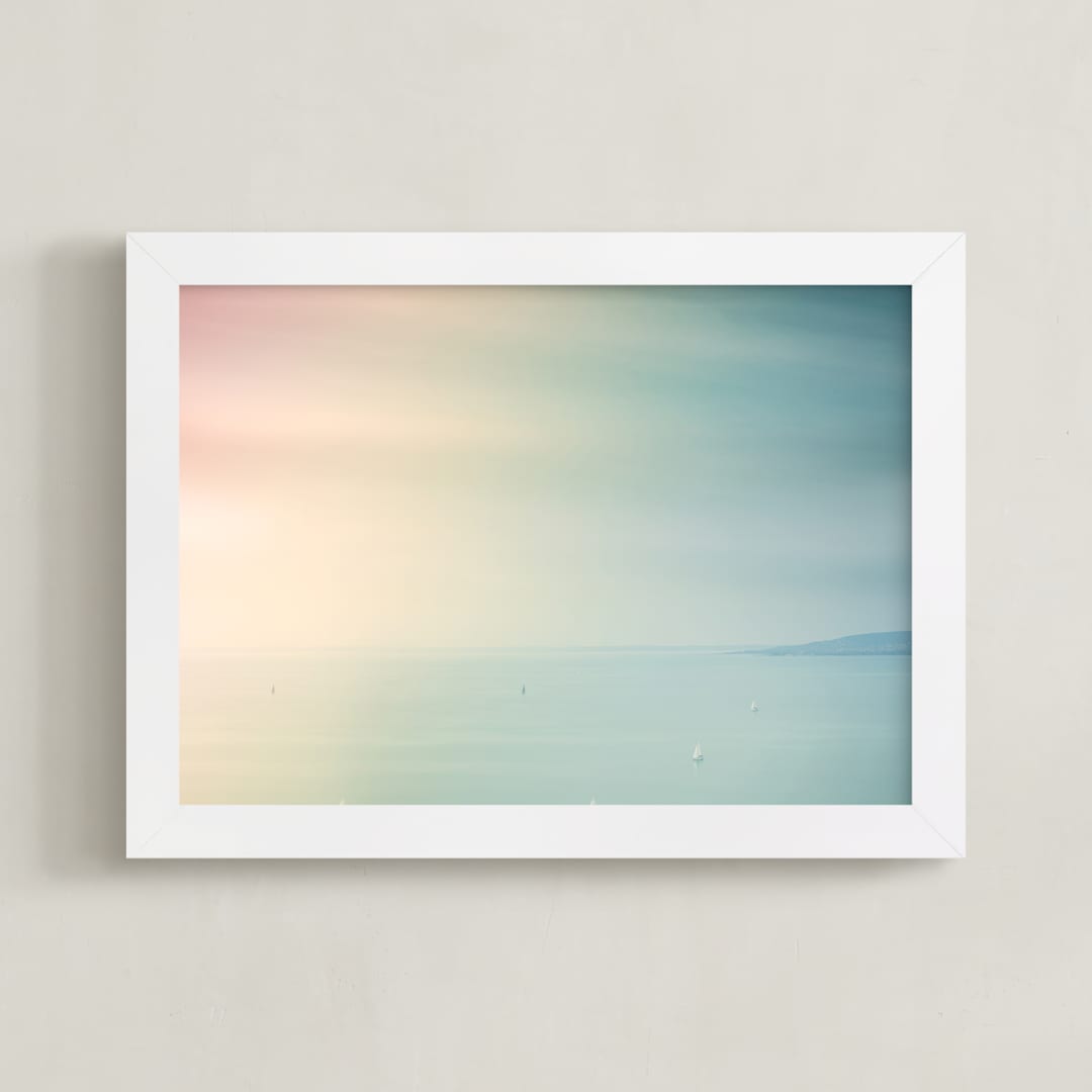 "Cotton Rainbow" - Art Print in Candy Blues by David Michuki - Framed