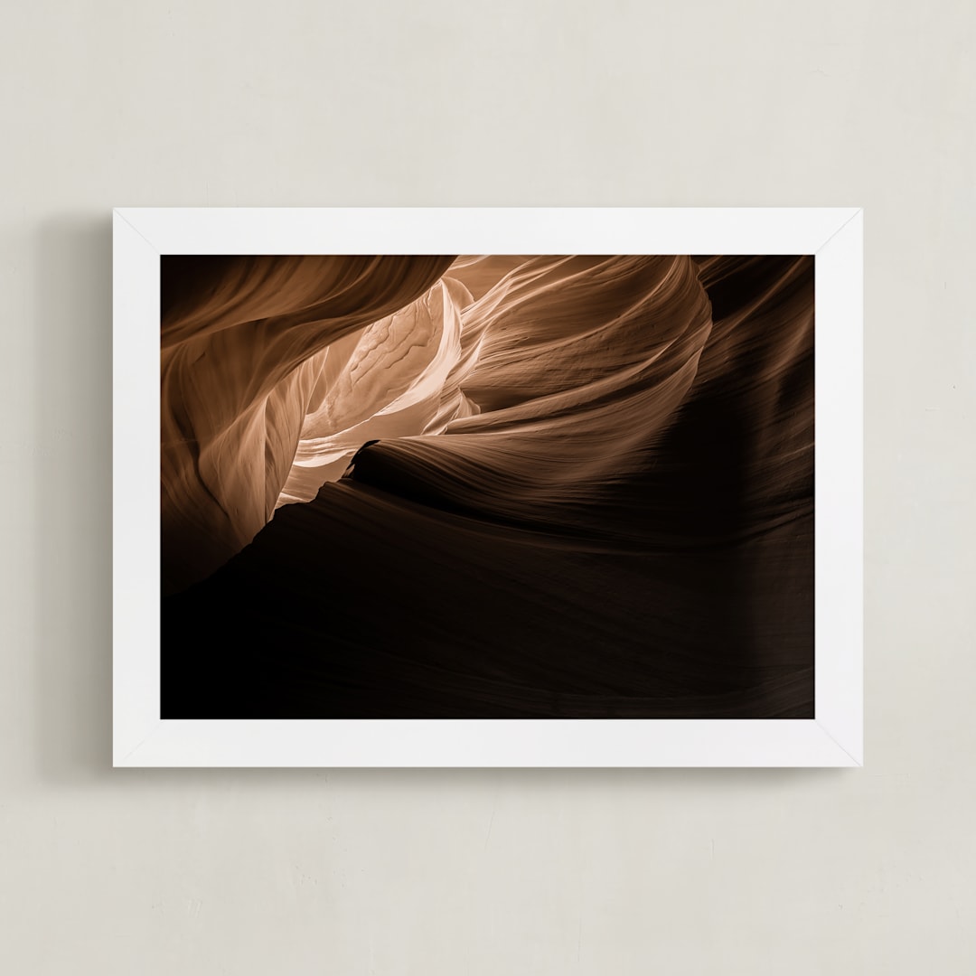 "Caramel Canyon II" - Art Print in Cocoa Brown by David Michuki - Framed