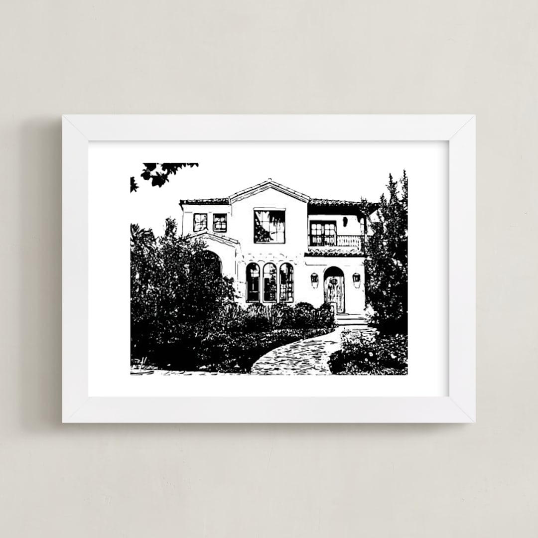 "House: White Border Custom Print" - Custom Print in Black by Minted - Framed