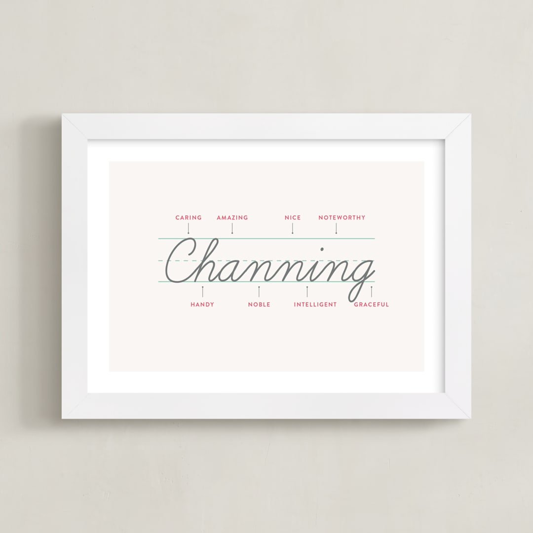 "Anatomy Of A Name" - Personalized Art Print in Ivory by Shari Margolin - Framed