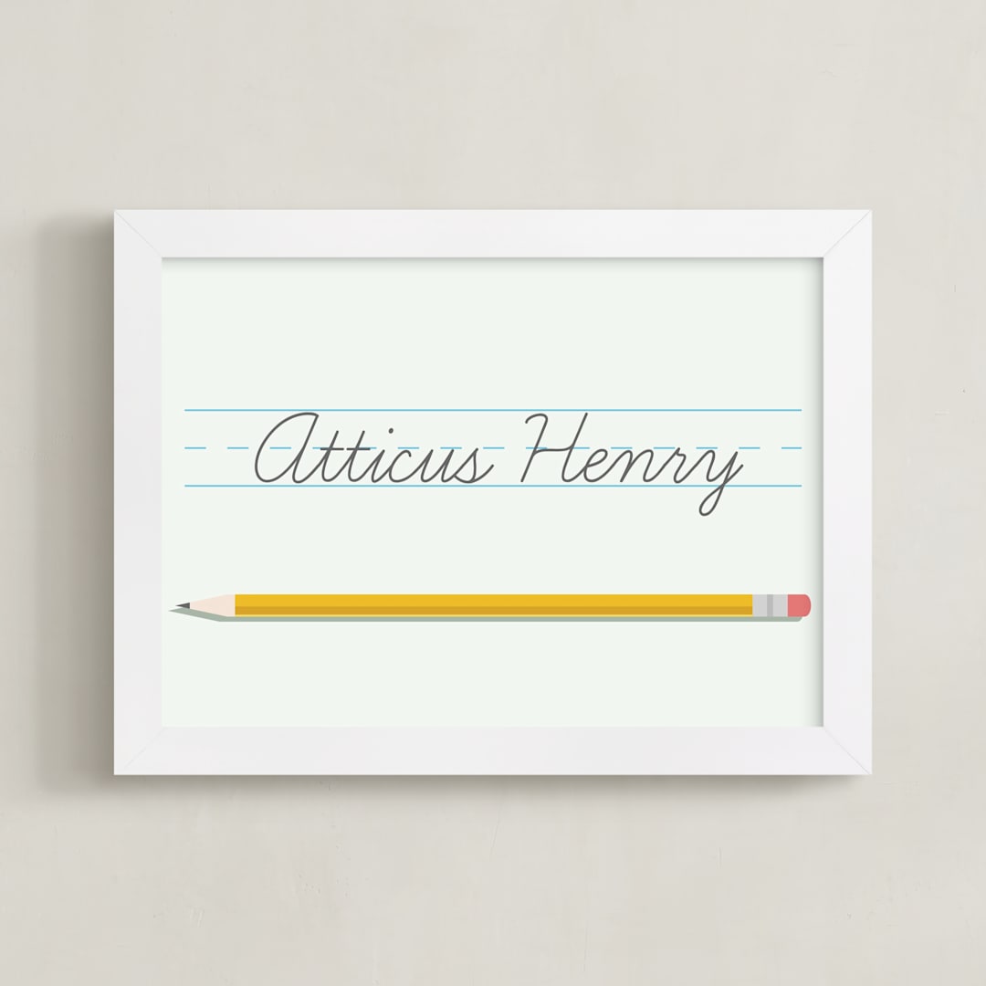 "The Write Stuff" - Personalized Art Print in Mint by Sarah Cohn - Framed