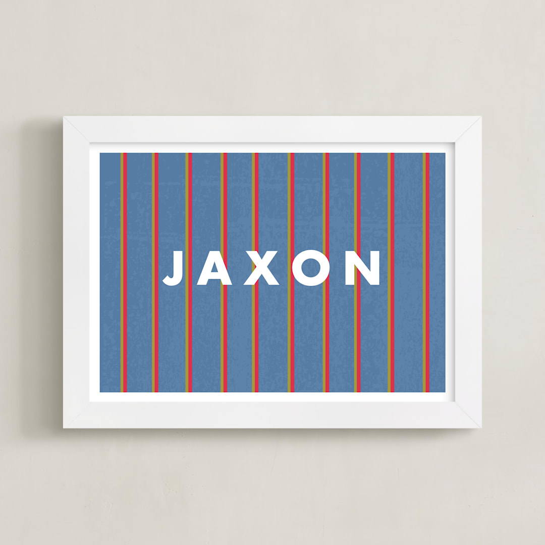 "Classic Prep" - Personalized Art Print in Blue by AK Graphics - Framed