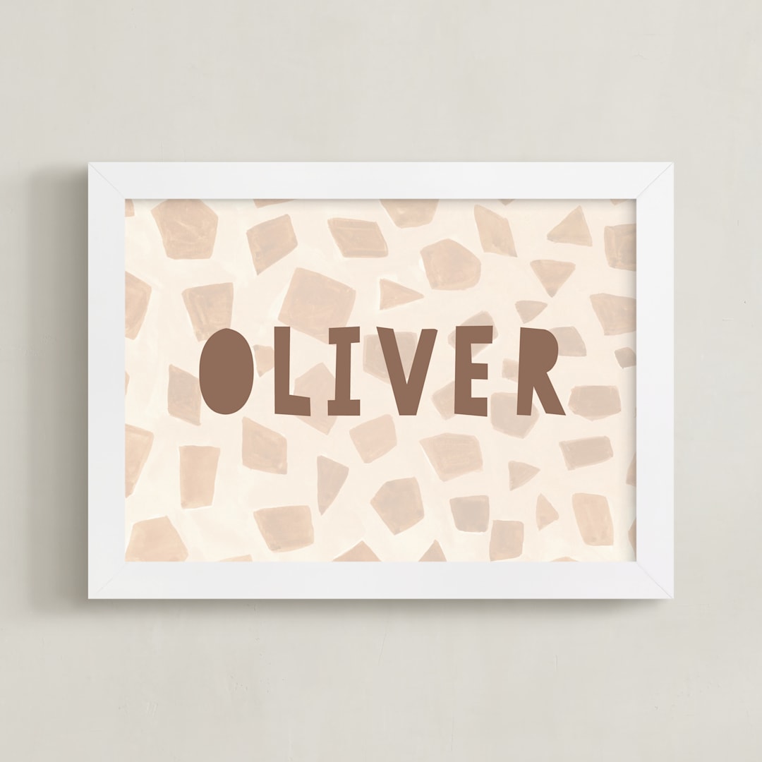 "Safari Friends 2" - Personalized Art Print in Brown by Teju Reval - Framed