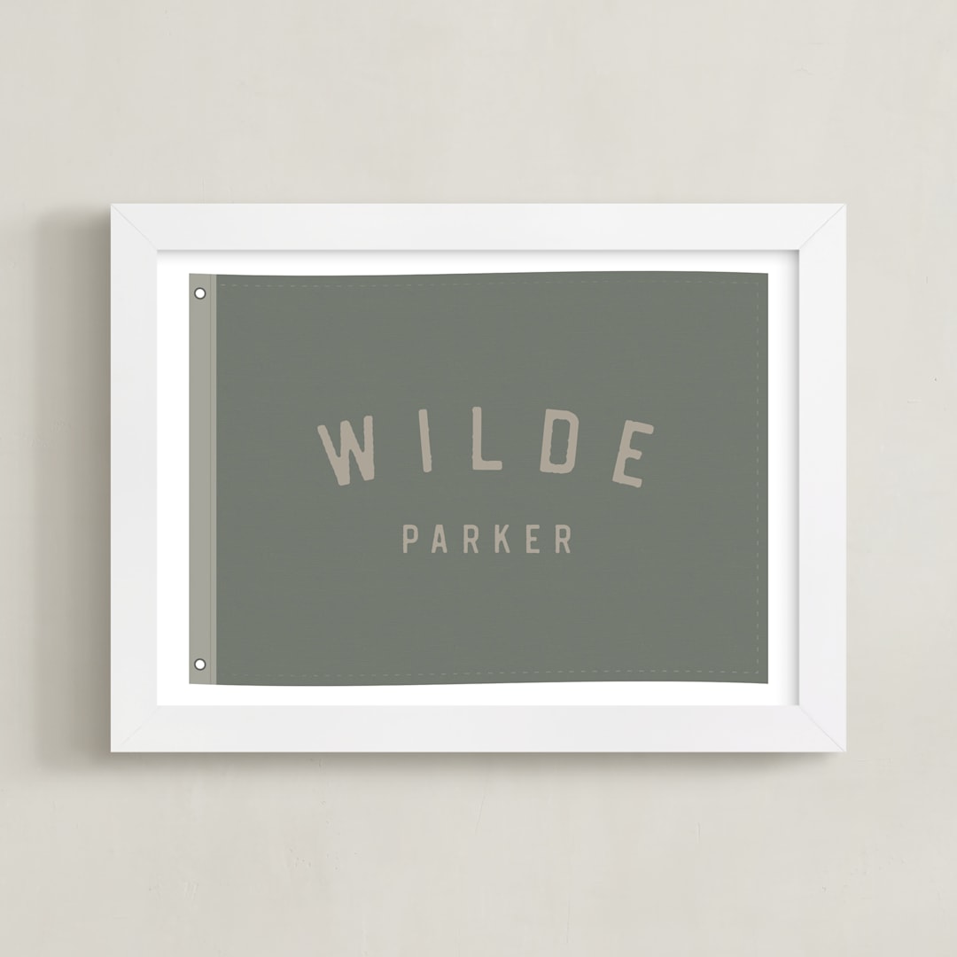 "Name Flag" - Personalized Art Print in Army Green by taylorVdesign - Framed
