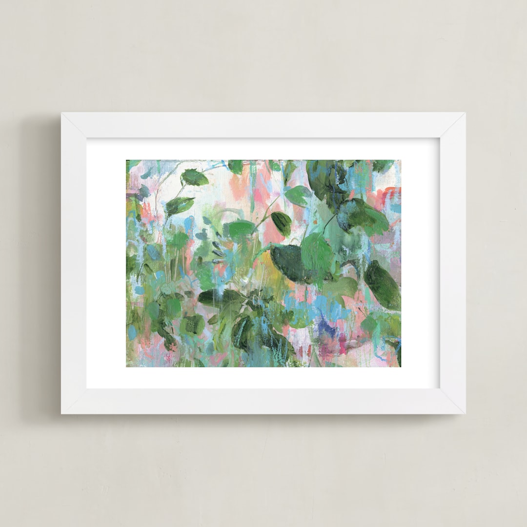 "Secret Garden" - Art Print in Leafy Green by Sonal Nathwani - Framed