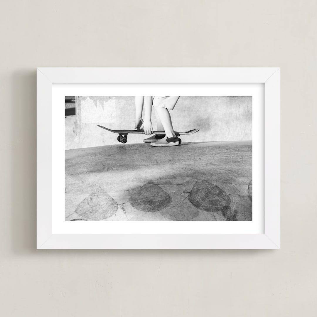"Let it roll 2" - Art Print in black and white by Eliane Lamb - Framed