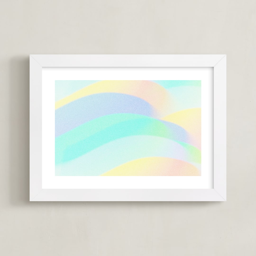 "waves" - Art Print in aqua by Baumbirdy - Framed
