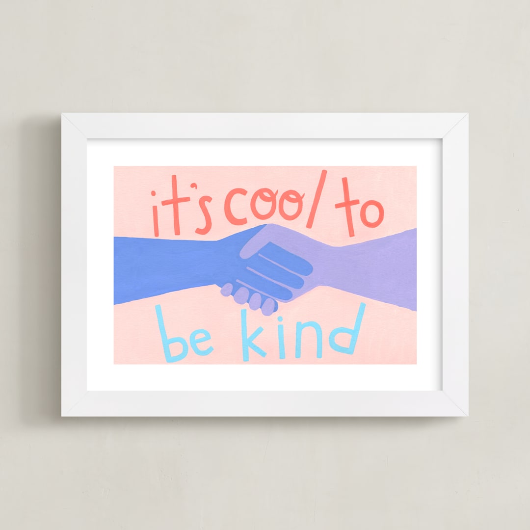 "It's Cool to Be Kind" - Art Print in Blush by Candace Wiant - Framed