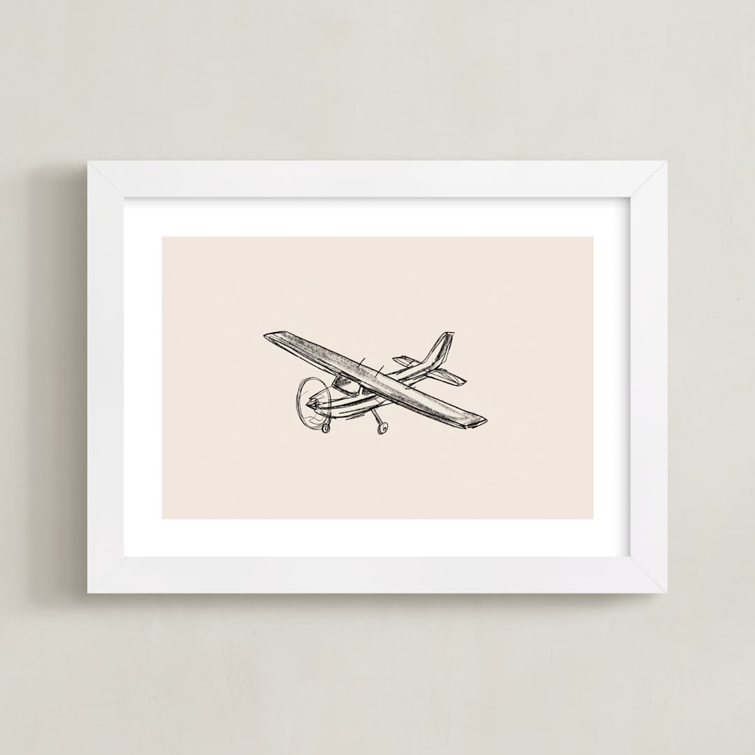 "Take Flight Loose Sketch 1" - Art Print in Beige by Katie Mulder - Framed