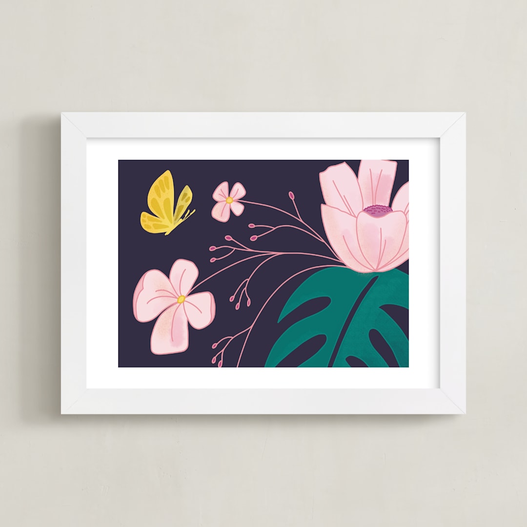 "Evening Blooms 2" - Art Print in Violet by Haley Warner - Framed