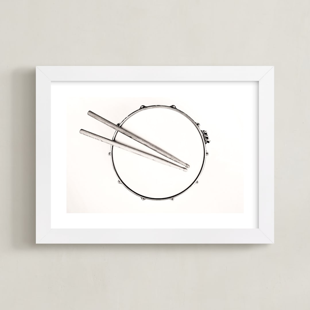 "Drummer" - Art Print in black and white by Marker Girl - Framed