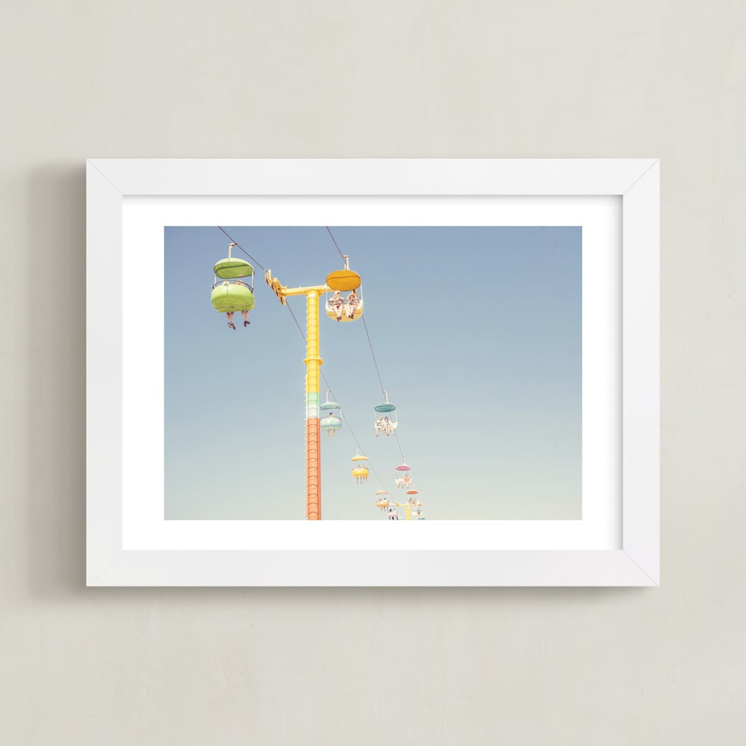 "Sky Gliding" - Art Print in Pale Sky Blue by Irene Suchocki - Framed