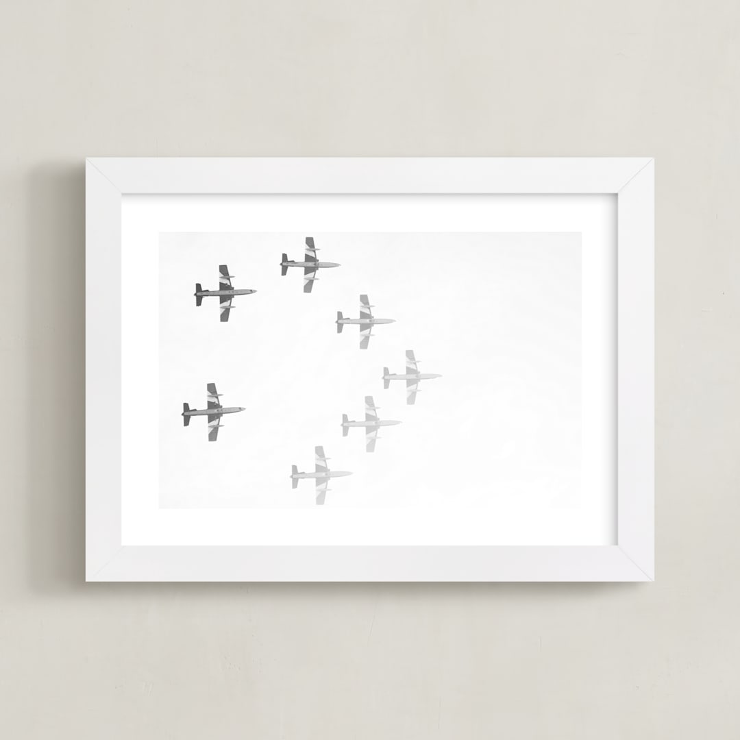 "Fly This Way" - Art Print in Smoky Grey by Heather Marie - Framed