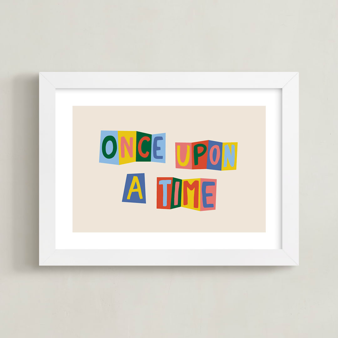"Once Upon a Time" - Art Print in Azure Blue by Inkblot Design - Framed