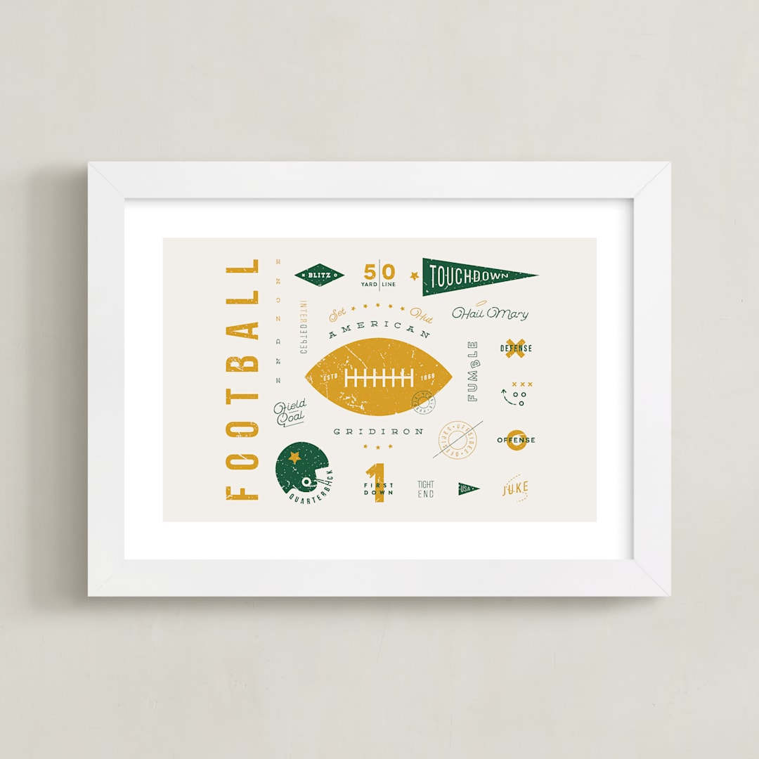 "American Football Vocab" - Art Print in Hunter by Dana Beckwith - Framed