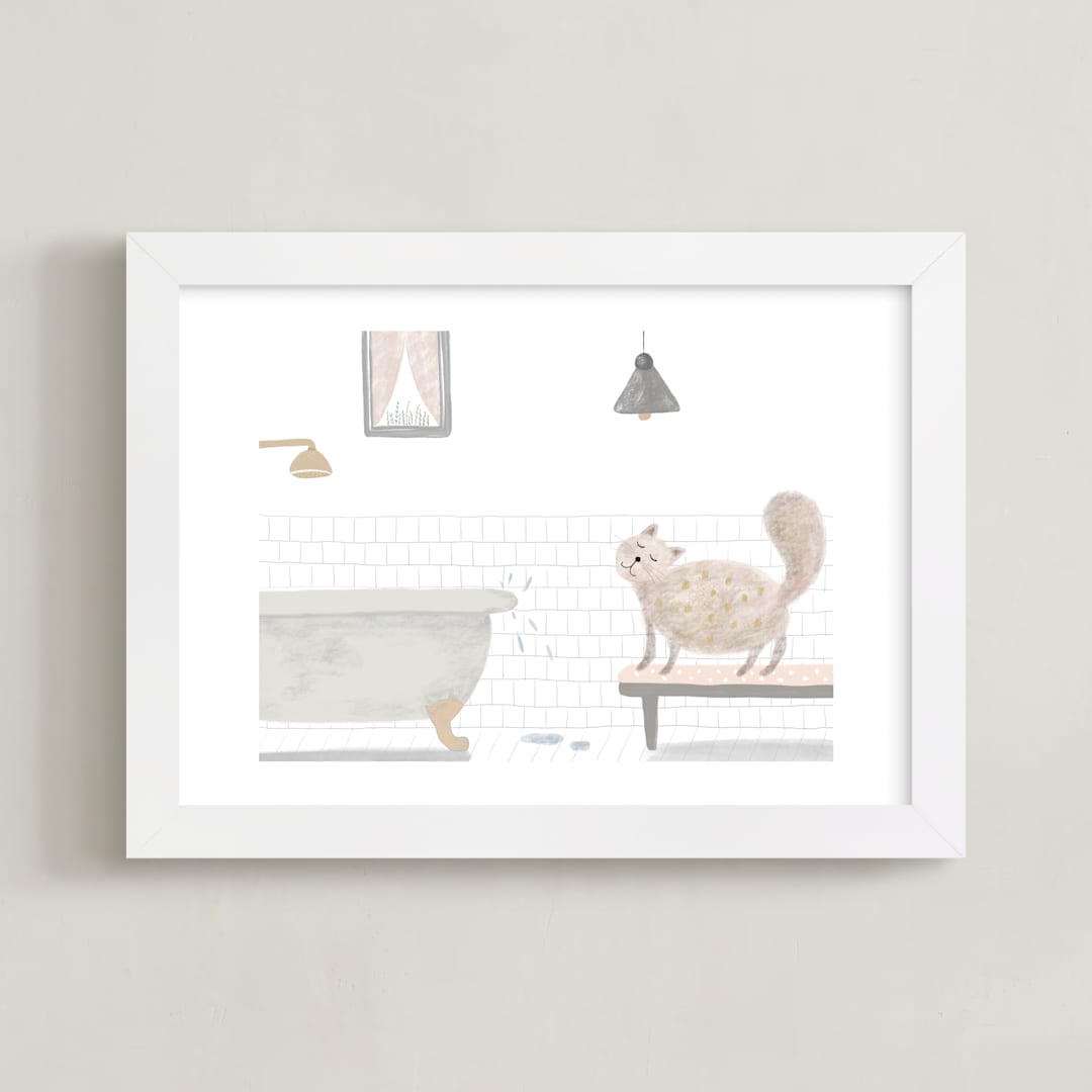 "I think not" - Art Print in farmhouse curtains by Maja Cunningham - Framed