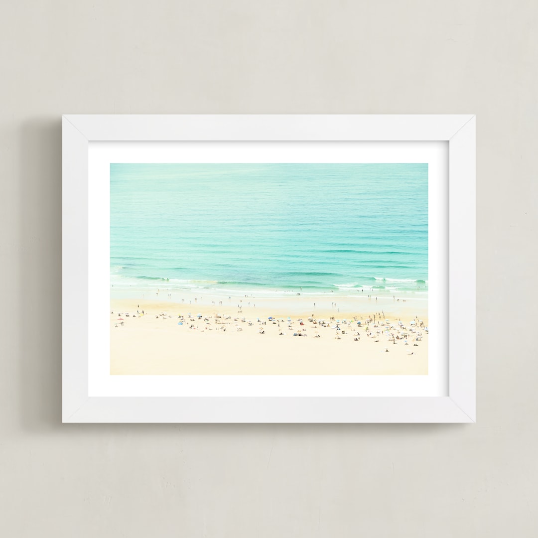 "Remembering a day by the Sea" - Art Print in Turquoise Sea by Jacquelyn Sloane Siklos - Framed