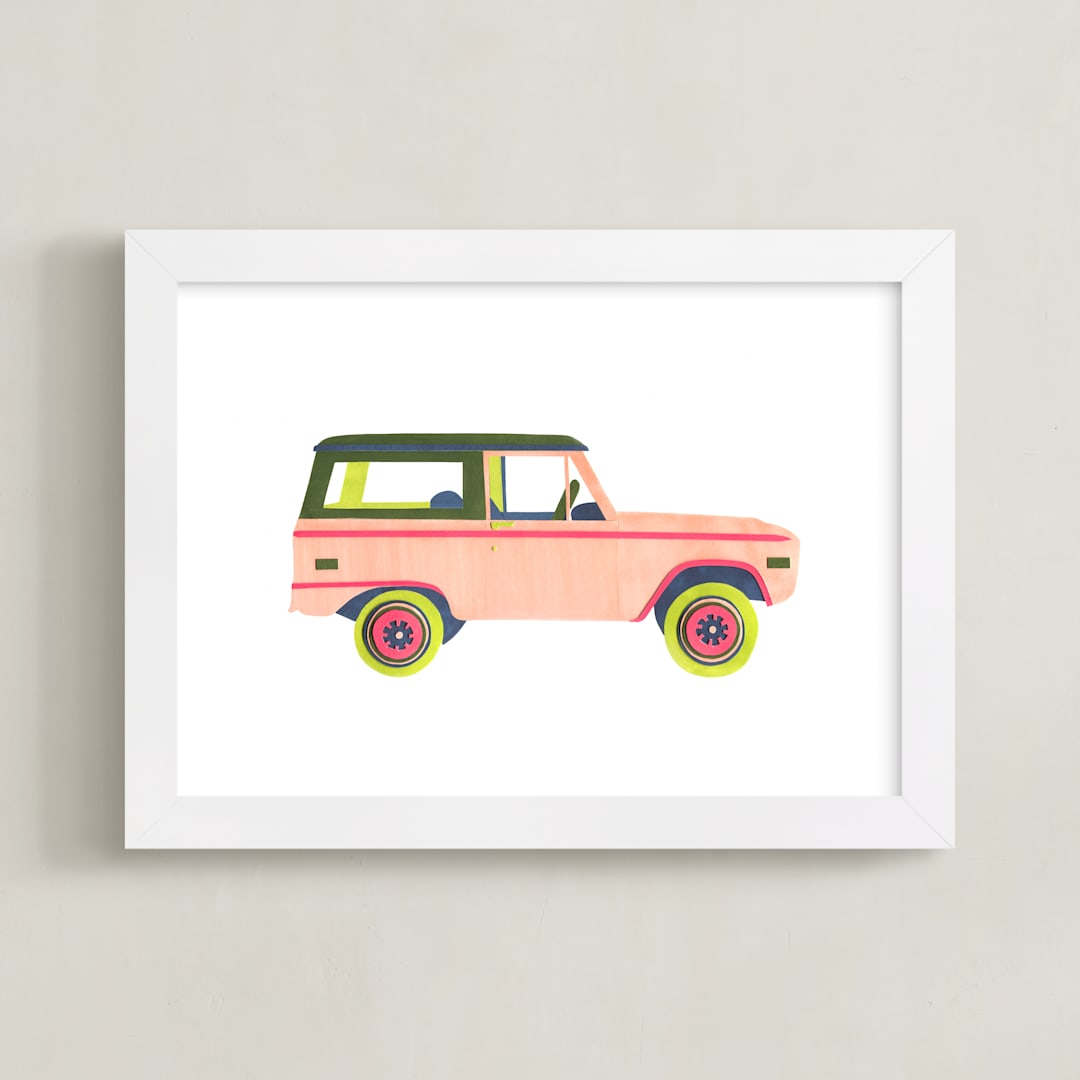 "Cruising Nantucket" - Art Print in Pale Pink by Kelsey Livingston - Framed