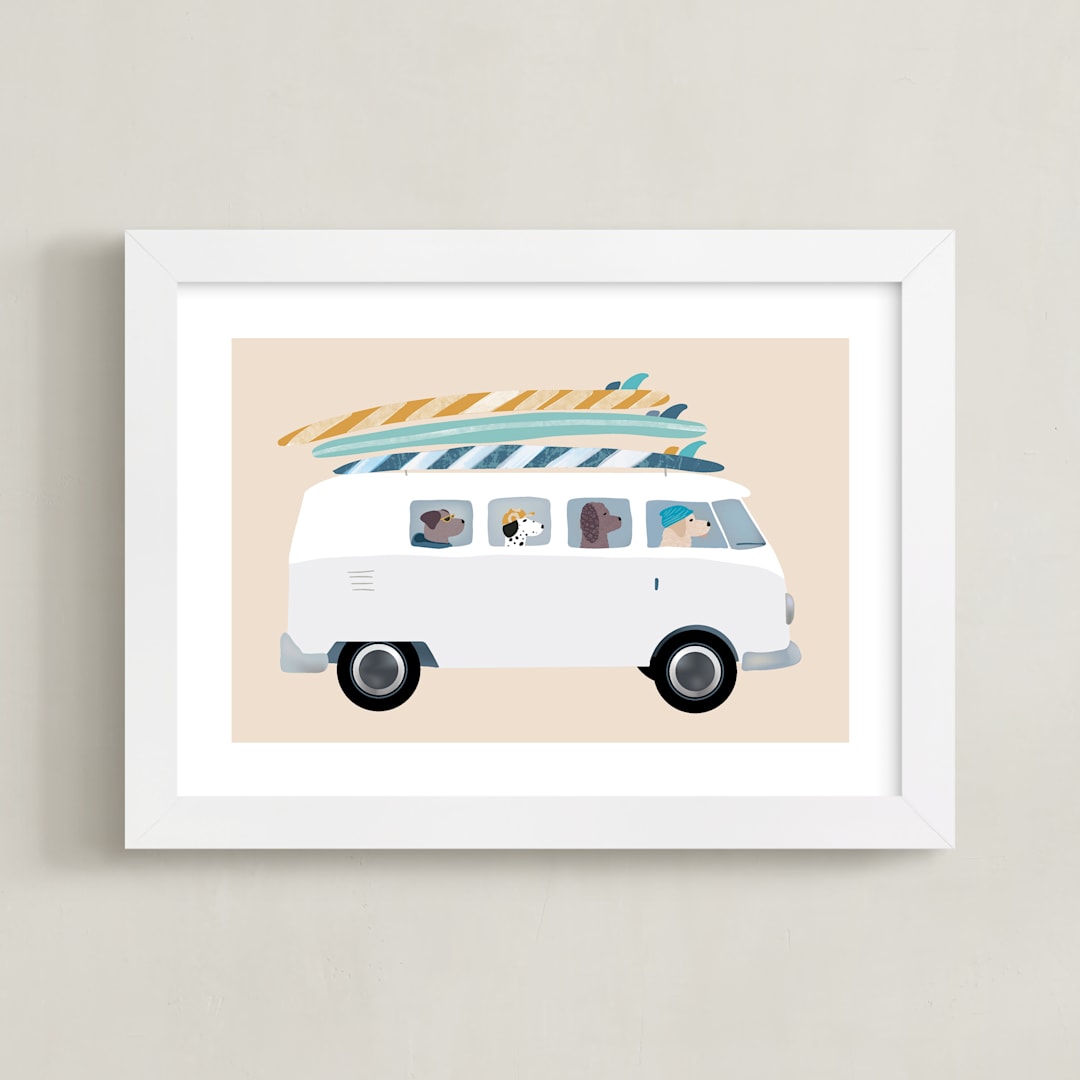 "Venice Beach" - Art Print in Sand by Jenna Holcomb - Framed