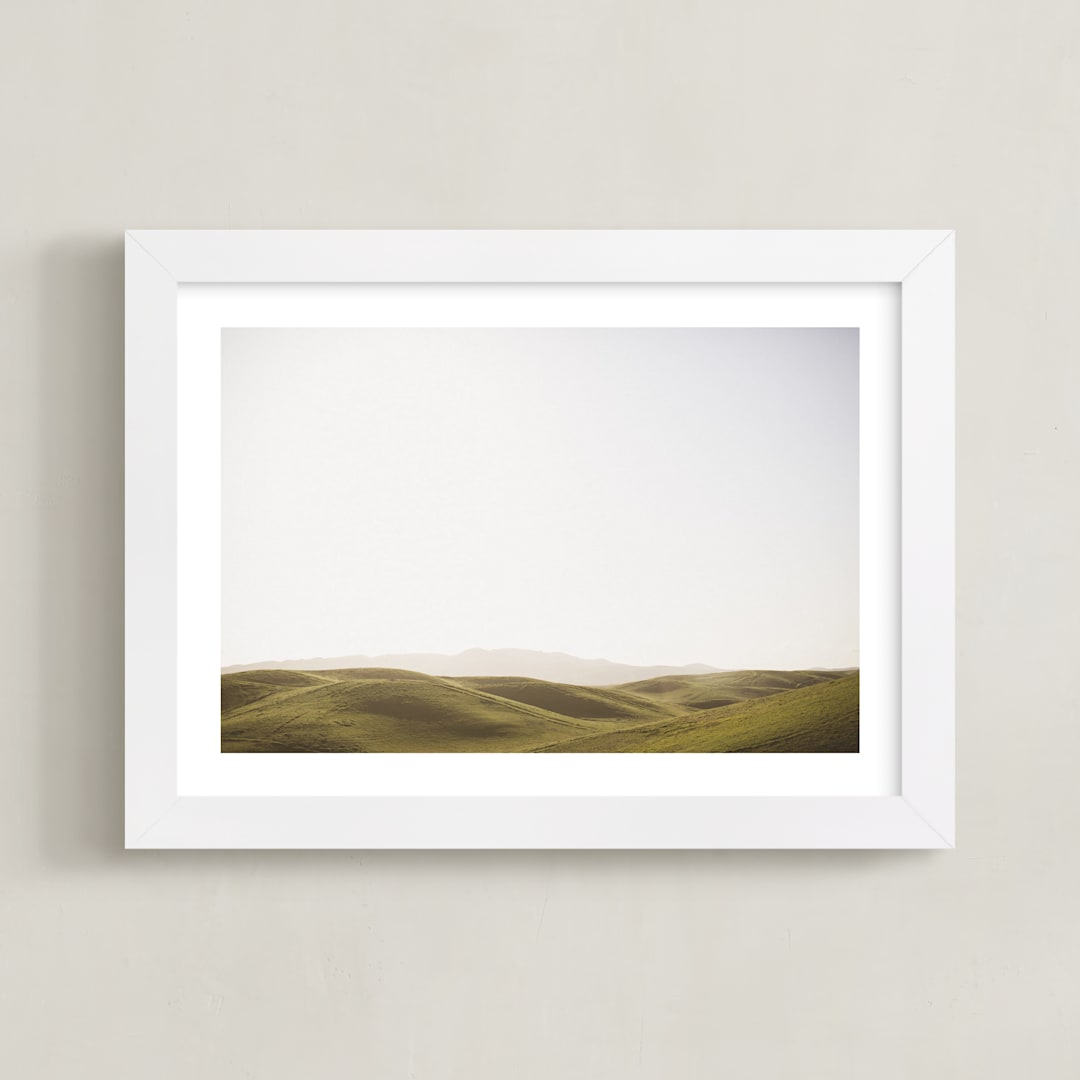 "Distance" - Art Print in Rolling Hills Green by Shannon Paras - Framed