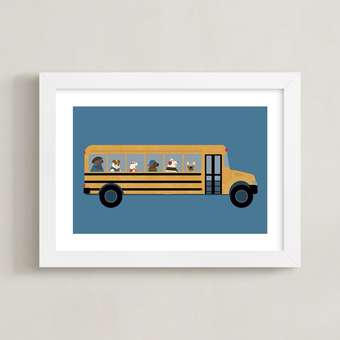 "School Dogs" - Art Print in Lake by Jenna Holcomb - Framed