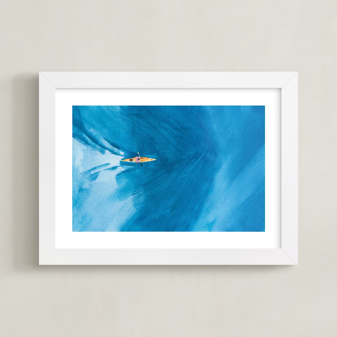 "Blue escape" - Art Print in Deep Blue by Mary Cecelia - Framed