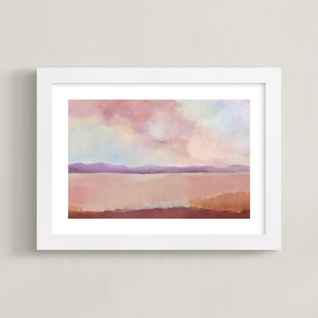 "Coral Desert" - Art Print in desert pink by AlisonJerry - Framed