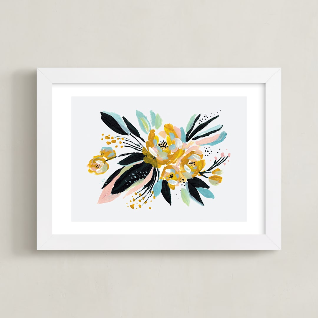 "Wildling" - Art Print in Daffodil Yellow by Kayla King - Framed