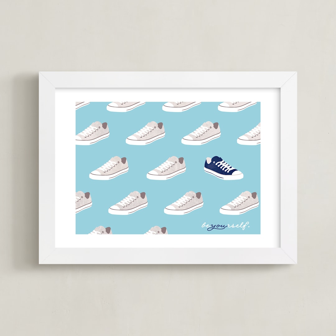 "Yourself" - Art Print in Blue Slate by Gwen Bedat - Framed