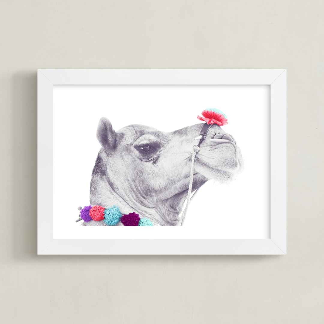 "All Dolled Up" - Art Print in Pom Pom Blue by Kelsey Mucci - Framed