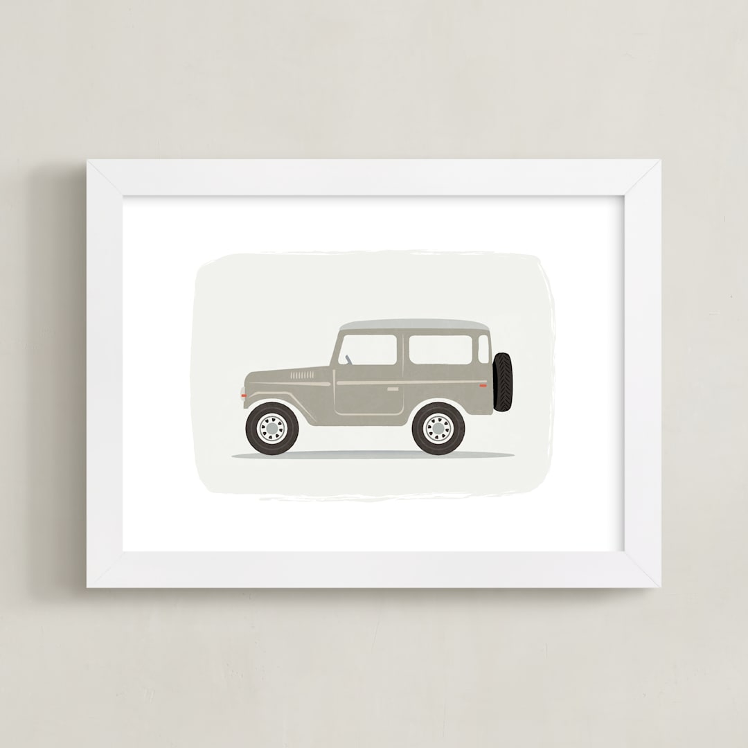 "Vintage Land Cruiser" - Art Print in putty by Karidy Walker - Framed