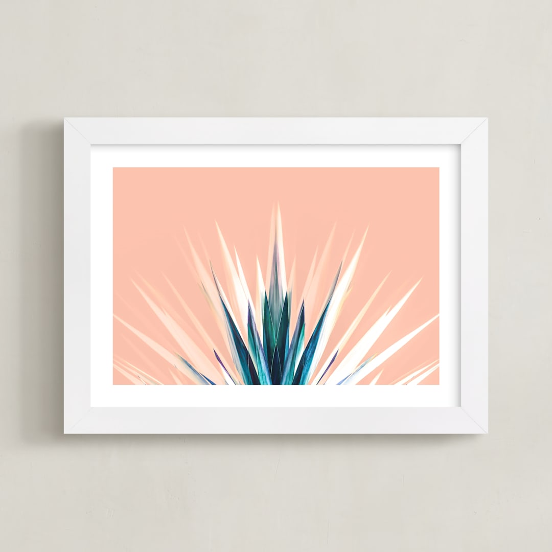 "Pastel Cactus" - Art Print in White by Lisa Sundin - Framed