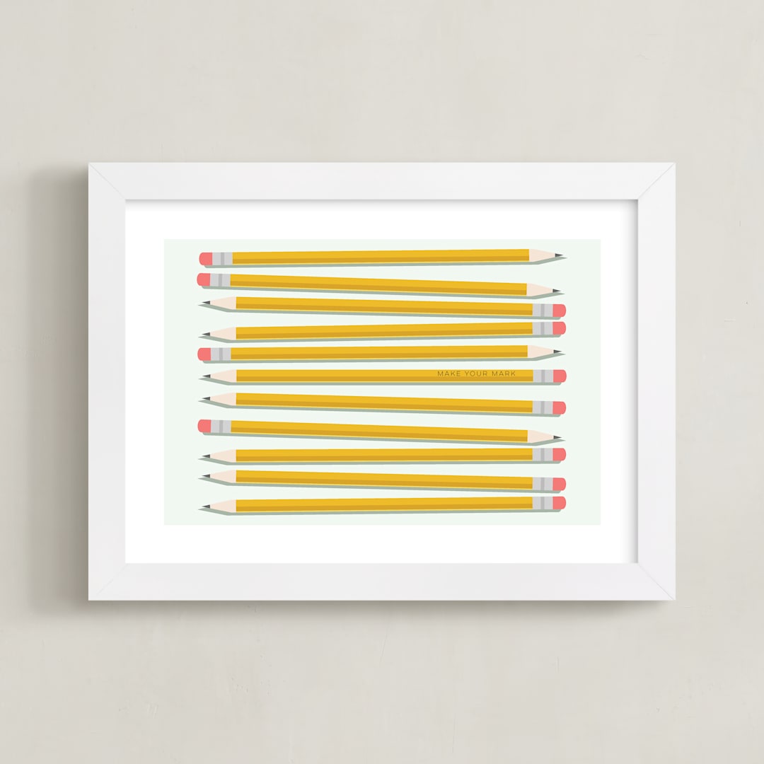 "Make Your Mark art print" - Art Print in Yellow by Sarah Cohn - Framed
