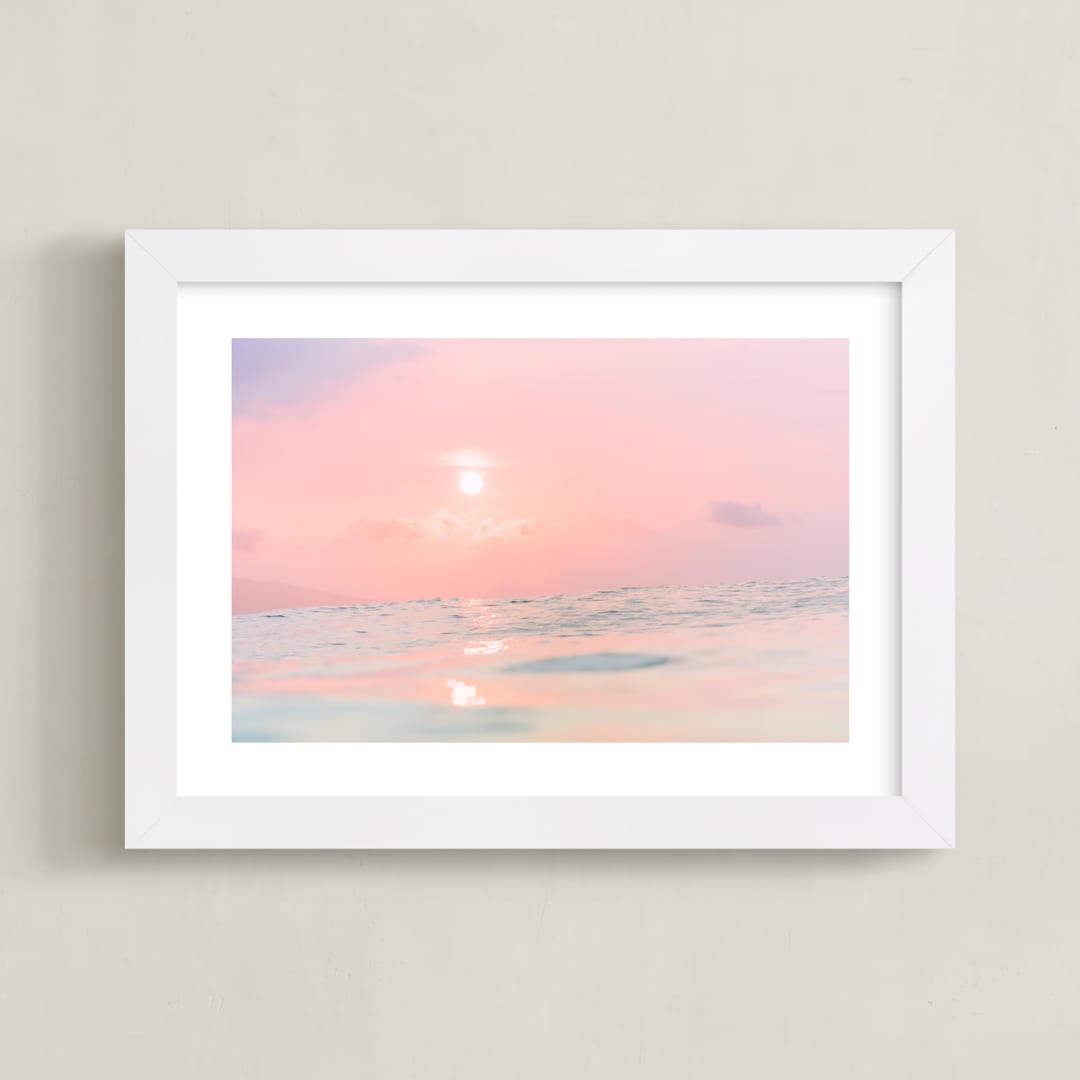 "Sorbet Sea 3" - Art Print in pink by Kamala Nahas - Framed