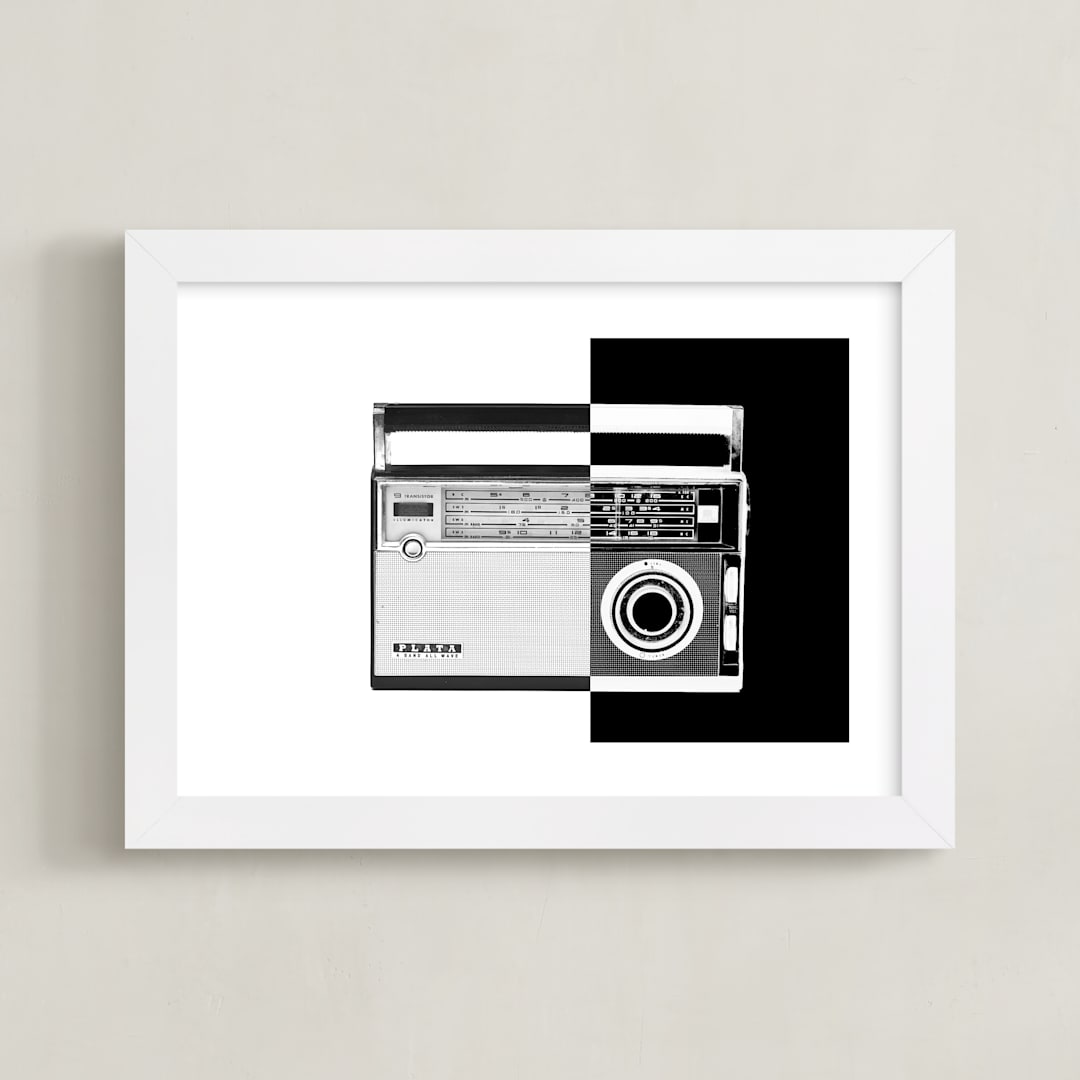 "Two-Tone Transistor Radio" - Art Print in Black & White by Jonathan Brooks - Framed