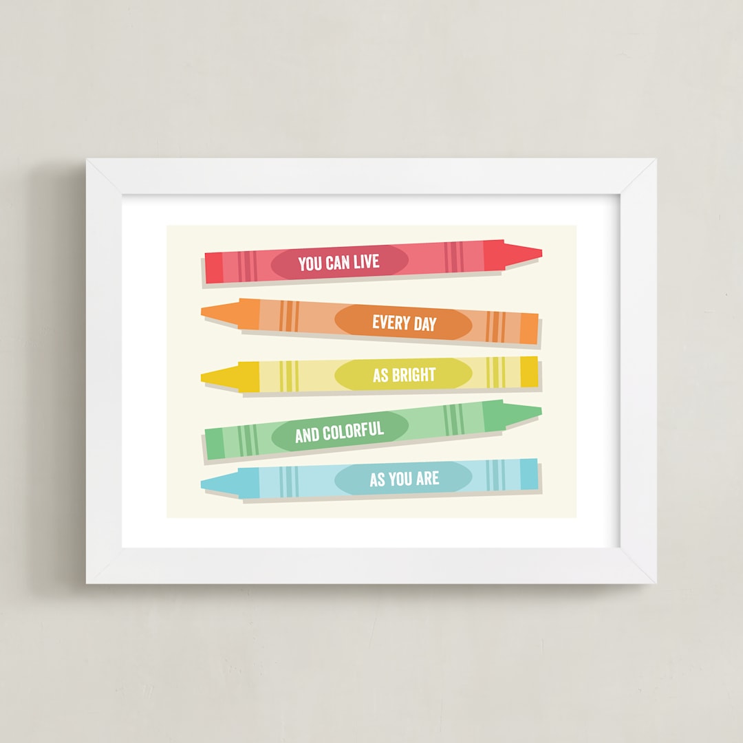 "Colorful Crayons" - Art Print in Rainbow by Sarah Cohn - Framed