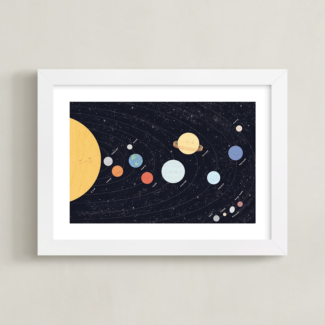 "Our beautiful universe" - Art Print in Navy by Sabrin Deirani - Framed